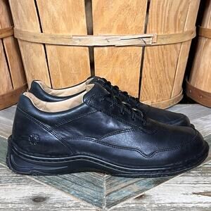 Zumfoot Largo 5-Eye Black Leather Molded Cork Footbed Comfort Oxfords Womens 8.5
